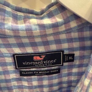Vineyard Vines Blue and White Plaid Shirt